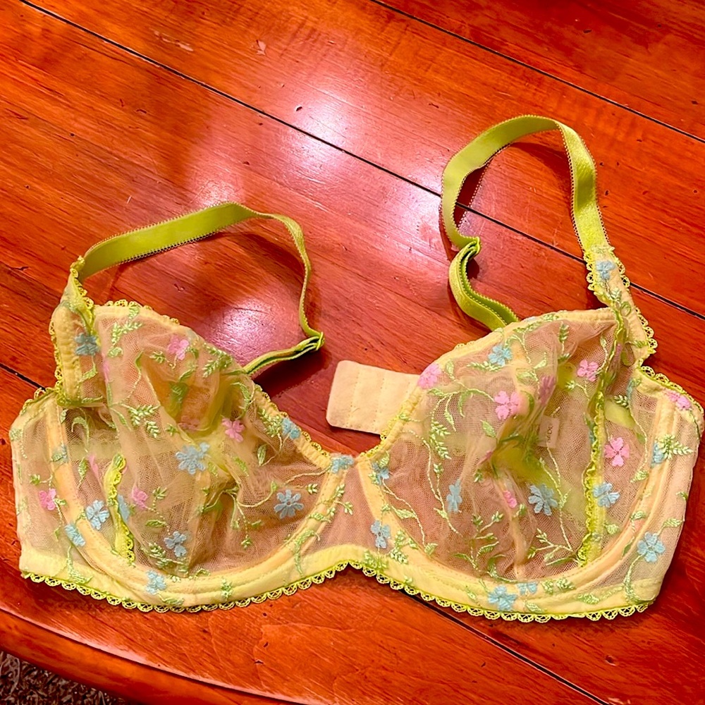 Adore Me neon floral lace bra